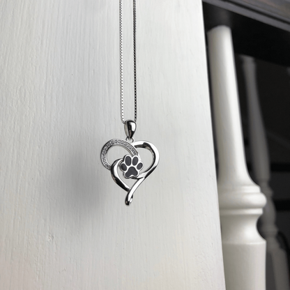 Stainless Steel Infinity Necklace with Heart & Paw VIP