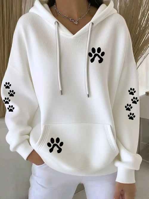 Dog Paw Print Casual Hoodie