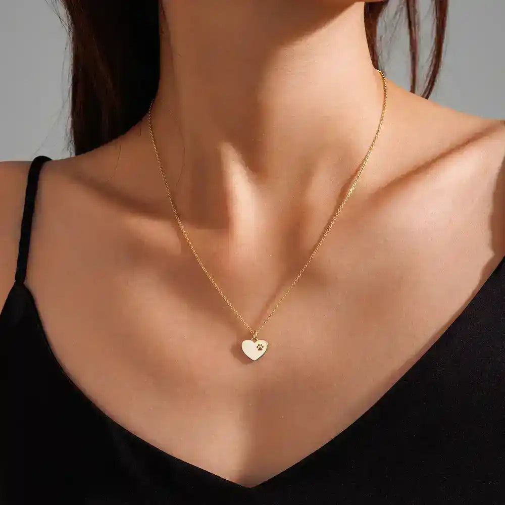 Heart Paw Print Necklace