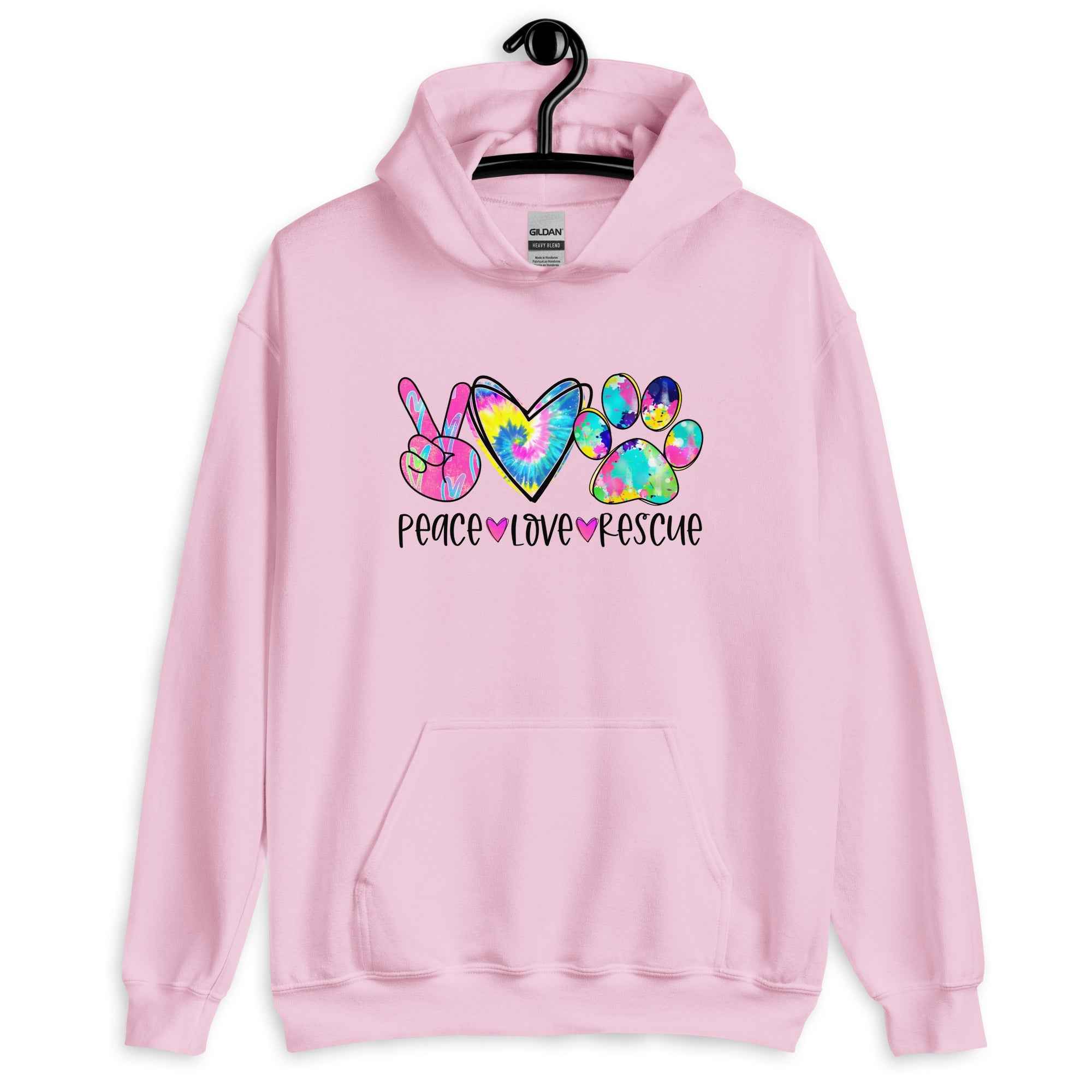 Peace Love Rescue Tie Dye Hoodie