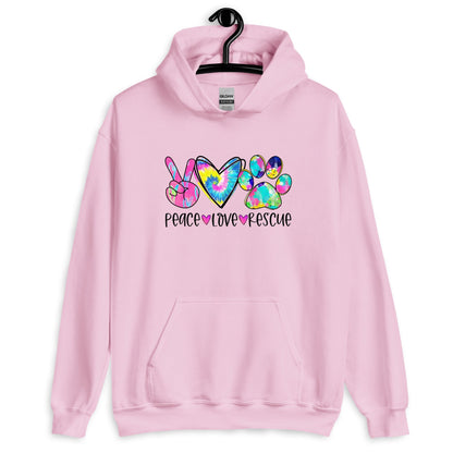 Peace Love Rescue Tie Dye Hoodie