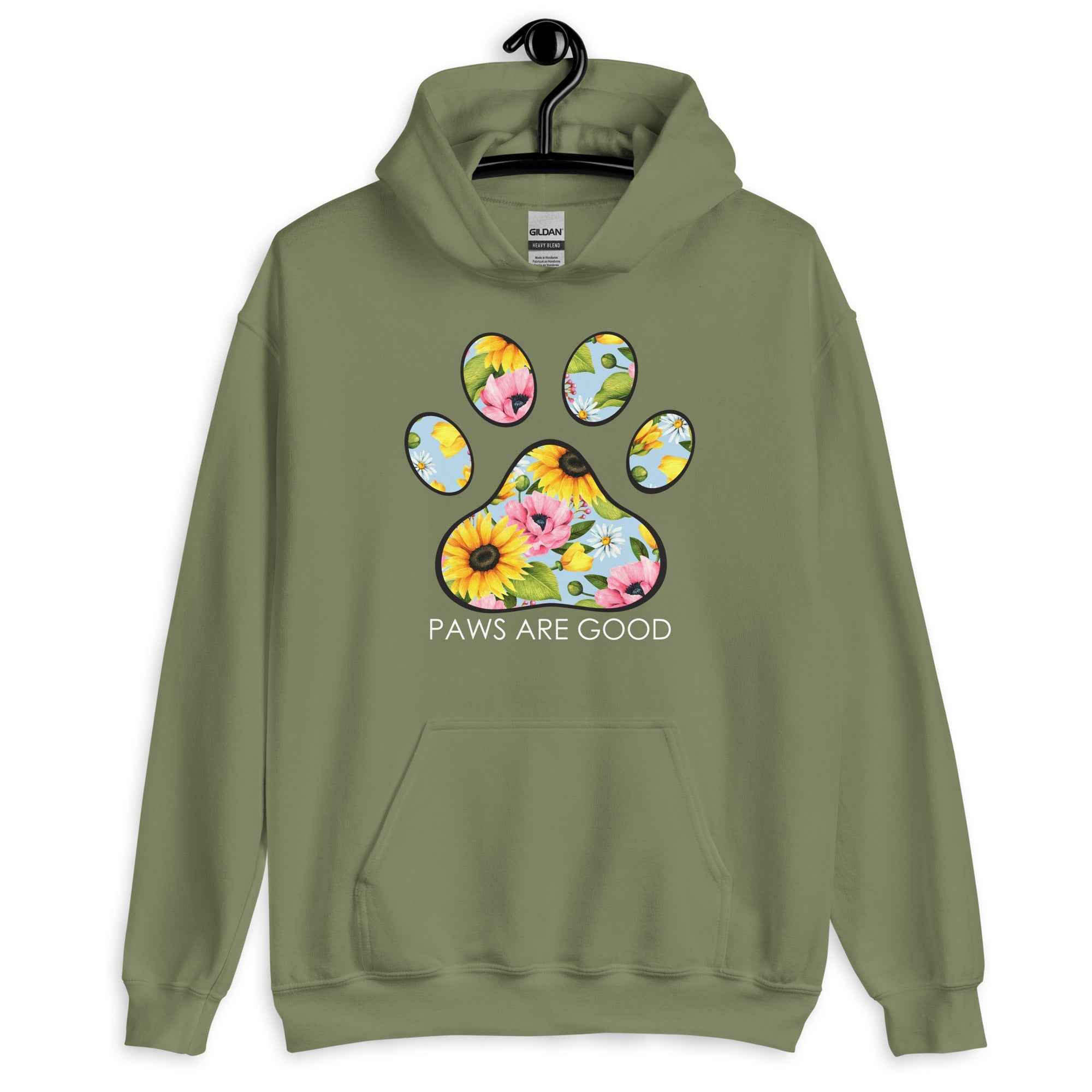 Yellow Floral Paw Print Hoodie