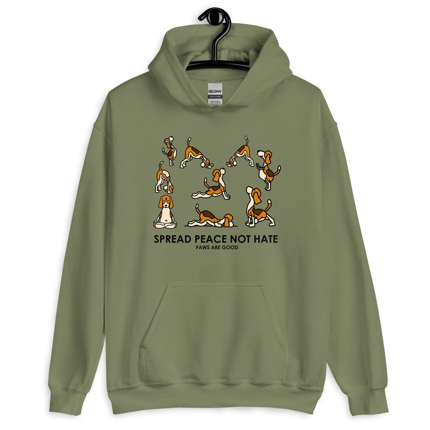 Spread Peace Not Hate Yoga Dogs Unisex Hoodie