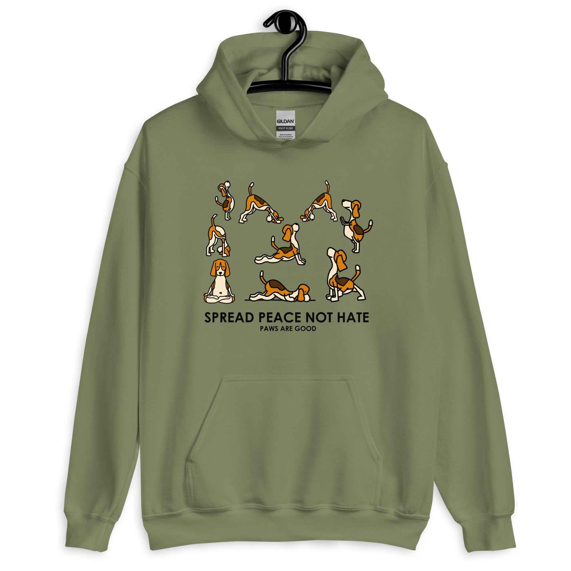 Spread Peace Not Hate Yoga Dogs Unisex Hoodie