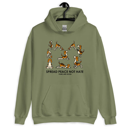 Spread Peace Not Hate Yoga Dogs Unisex Hoodie