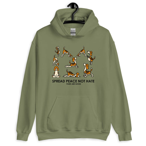 Spread Peace Not Hate Yoga Dogs Unisex Hoodie